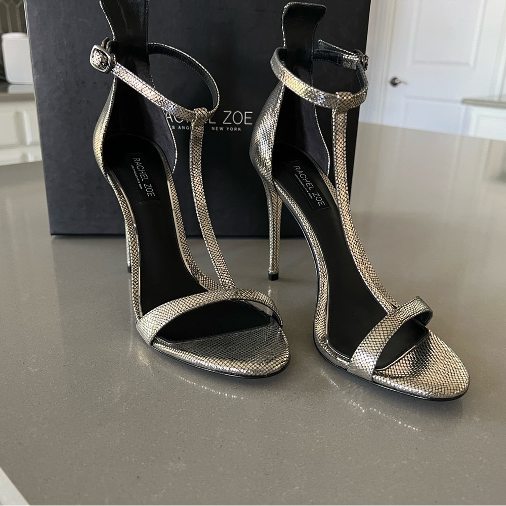 Gorgeous never worn Rachel Zoe dark pewter heels. Size 9.